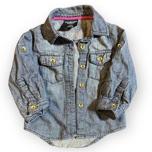 Medium Wash Blue Chambray Shirt with Long Sleeves Toddler Girl Size 12 Months